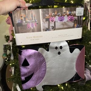Nwt‎ Isaac Mizrahi Halloween Mantel Scarf Jack O Lantern Ghosts Metallic Purple